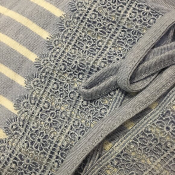 Talbots Cotton Modal Stripes & Lace Tie Up Top - Picture 7 of 14